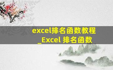 excel排名函数教程_Excel 排名函数